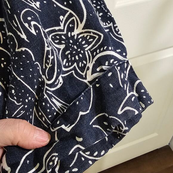 Carole Little 100% Linen Boho V-Neck Tunic Navy White Paisley Size 2X - Picture 6 of 8